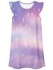 Pijama Feminino Casual Doce com Mangas Volantes, Estampa Digital 3D Gradiente Arco-Íris Aurora Estrela Iridescente, Estilo Europeu e Americano, Transfronteiriço