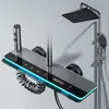 Chuveiro de Pressão Quente e Frio com Quatro Funções, Alumínio Espacial Cinza-Chumbo, Display Digital e Iluminação Ambiente para Banheiros Domésticos, Venda por Atacado Direto da Fonte