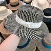 Moda Europea y Americana Paja de Papel Tejida Combinación de Colores Sombrero Plano Verano Hombres y Mujeres Exterior Playa Impermeable Sombrero para el Sol Venta al por Mayor