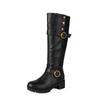 Nueva Hebilla de Cinturón Botas Altas Europeas y Americanas Botas Romanas Retro Botas de Tacón Medio Botas Profesionales 40-46 Tallas Grandes Botas de Exportación
