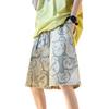 Shorts com Estampa de Urso Masculino Verão Fino Reto Solto Roupa Exterior Esportivo Moderno Shorts de Praia Casual Calças de Comprimento Médio