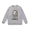 Moletom Bape com estampa de cabeça de macaco, marca moderna, gola redonda, manga longa, algodão, corte solto, para outono e inverno, peça de vestuário externa