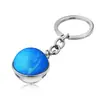 Chaveiro Delicado Luminoso Sol Nove Planetas Lua Galáxia Redondo Dupla Face Cristal Terra