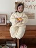 Suéter de Lana Otoño e Invierno para Bebé Ropa para Escalar Ropa Coreana para Niños 2024 Mameluco para Bebé Ropa para Niña con Forro Polar con Cabeza de Oso