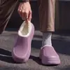 Pantuflas de color liso, impermeables, de punta cerrada para mujer, nueva colección otoño/invierno 2026, moda para exteriores, forradas de felpa, con suela gruesa y antideslizantes, de algodón