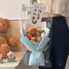 Buquê de rosas e tulipas de lã tricotado à mão, produto acabado, presente de Dia dos Namorados para namorada, presente de aniversário