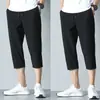Calças Cropped Masculinas Verão Shorts Casuais Masculinos Seda Gelada Secagem Rápida plus size Calças Esportivas Largas Grandes Calças Masculinas