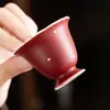 Taza de té de tallo alto con esmalte rojo, taza de té de cerámica Kung Fu, taza de maestro, taza individual, juego de té para el hogar