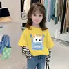 Camiseta Básica de Rayas de Manga Larga para Niñas Otoño 2026, Nueva, Top de Algodón Puro Súper Elegante para Niñas Mayores