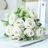 Decoración de Flores Artificiales Transfronteriza de Amazon Ramo de Boda Mesa de Comedor Adornos para Sala de Estar Flor Artificial Rosa Simulada de Tela de Seda