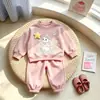Conjunto de Niña Primavera y Otoño Sudadera con Capucha de Manga Larga de Conejo de Dibujos Animados Pantalones Deportivos de Estrellas Pequeñas 3D Conjunto Casual de Dos Piezas para Bebé Moderno