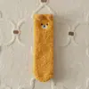 Meias de veludo coral outono e inverno femininas sem fiapos meias para dormir espessas quentes meia veludo bordado urso de desenho animado meias de chão