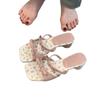 Sandalias de Tacón Grueso de Estilo Dulce para Mujer Verano 2025 Nuevo Estilo Lazo Floral Pequeño Sandalias de Tacón de Un Pedal para Mujer