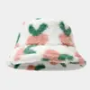 Chapéu de Balde de Pelúcia Estampado Moderno e Estiloso para Mulheres, Estilo Universitário, Fofo de Celebridade da Internet, Chapéu de Pescador Quente de Inverno