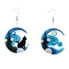 Moda Fronteriza de Fiesta Patrón de Gama Alta Pendientes Acrílicos Inspirados en Van Gogh Pendientes Acrílicos de Venta Caliente Cielo Estrellado Gato Negro