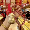 Chaveiro de Concha de Água de Ouro Puro 999 com Caractere Atrai-Fortuna, Pingente de Corrente para Celular, Charme de Bolsa Cartoon Presente