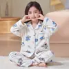 Pijama para niños, conjunto de dos piezas de forro polar con mangas largas, holgado, otoño e invierno, elegante y casual, para niñas mayores