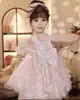 Vestido Princesa Puff com Lantejoulas Pesadas para Meninas 1622 Moda Nova Quente da Primavera e Outono Vestido Colete para Meninas Pequenas