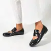 Sapatos rasos femininos retro estilo francês, novo modelo 2026, sapatos pequenos de couro para pés largos, sapatos Mary Jane baixos, sapatos femininos de tamanho grande com sola macia