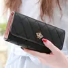 Billetera larga para mujer, nueva, con hebilla, rombos, gran capacidad, corona, bordada, para teléfono móvil, venta al por mayor para mujeres