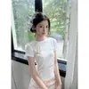 Camiseta Corta Simple Versátil Estilo Coreano para Mujer Verano 2025 Marca de Moda Ajuste Delgado Chica Popular Estilo Perezoso Top para el Trabajo Ins