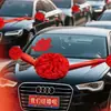 Decoração de Carro de Casamento com Grandes Flores de Hortênsia Vermelhas, Veículo Principal do Carro de Casamento, Frota de Carros de Casamento, Conjunto de Arranjo Floral, Entrega de Carro Novo