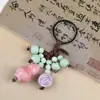 Chaveiro de Cerâmica Gourd de Jingdezhen Estilo Étnico Bolsa Tecida Pendurar Barraca de Mercado Noturno Literário Joias Pequenas Atacado em Estoque