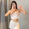 Nova lingerie sexy feminina sexy alça de renda curta dividir tubo- top pijamas tentação fábrica geração roupas para casa