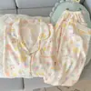 Pijama de Gaze de Algodão Puro com Desenho de Dachshund e Nuvem para Mulheres 2026 Novo Outono/Primavera Mangas Longas Cardigan Roupa de Casa Verão