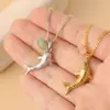 Lele Jewelry Collar de Delfín Pequeño con Piedra Natural Diseño Simple y Lindo Estilo Coreano Cadena de Clavícula de Moda Versátil Linda para Mujeres