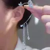 Brincos de Clipe para Orelha Borboleta com Franjas e Strass Microincrustados, Únicos e Estilosos, Não Furados, Brincos de Clipe de Moda de Luxo Leve