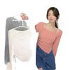 Camiseta Base para Mulheres Outono e Inverno 2025 Nova Doce Gostosa Slim Assimétrica Suspbottomer Top Curto Camiseta de Manga Comprida para Menina