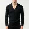 Nova coleção Outono/Inverno 2026: suéter masculino de malha jacquard, cardigã de malha casual com decote V estilo coreano