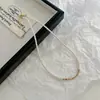Collar Perezoso de Perlas de Vidrio Plateado Estilo Francés, Diseño de Lujo Ligero de Nicho, Temperamento de Moda de Gama Alta, Cadena de Clavícula de Moda