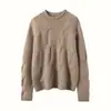Suéter de punto con cuello semialto para otoño e invierno, suéter de cachemira de seis hilos trenzado grueso para mujer, holgado, elegante, cálido, camiseta de punto básica