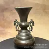 Colección Antigua, Pátina Nostálgica, Jarrón Retro de Latón Macizo con Base Xuanzi, Imitación de Jarrón de Flores Antiguo, Artículos Viejos, Decoración del Hogar, Adorno Coleccionable