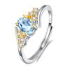 Anel de Prata Esterlina S925 Hui Kai Jewelry para Mulheres, Anel Ajustável com Pedra de Cristal de Granada Natural, Joia de Luxo