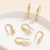 Chapado en Cobre Oro Real de 14K Gancho para Oreja Hecho a Mano diy Accesorios para Aretes Color Oro de 18K Bolsillo Gancho para Oreja de Zircón Grande