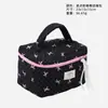 Bolsa de Maquillaje Acolchada Negra de Lunares Transfronteriza con Lazo, Gran Capacidad, Tacto de Alta Gama, Bolsa de Almacenamiento de Artículos de Tocador para Mujer