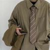 Corbata Marrón a Rayas Vintage Cuello Pata de Gallo Caqui Café Cuadros Lazo Camisa de Estudiante Uniforme