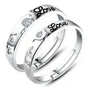 Exclusivamente transfronterizo para Europa y América, joyería de mano, anillo de pareja abierto, anillo de boda con corona de seis garras y circonita coreana para mujer, anillo de pareja en vivo