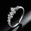 Anillo de Plata de Ley S925 Siete Princesas de Venta Caliente Transfronteriza, Lujo Ligero, Moda de Gama Alta, Anillo de Moissanita Siete Estrellas para Mujer, Apilable