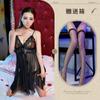 Lencería Sexy Pieza Sexy Falda Pijama Talla Grande Falda de Tirantes Encaje Transparente Abertura Multipièce Tentación Pijama de Casa