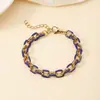 Pulsera de Acero Inoxidable con Goteo de Color Moda Femenina Europea y Americana Pulsera de Color Esmalte Versátil Chapada en Oro de 18K y Pulsera de Acero de Titanio