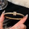 Pulsera de Diamantes Micro-incrustados de Lujo Ligero y Sensación de Alta Gama para Mujer, Pulsera Sencilla de Moda de Acero de Titanio que no se Decolora, para Pareja, Combinable con Todo, Primera Joya