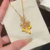 Nuevo collar de diamantes con ramo de lazo morado claro chino para mujer, cadena para clavícula pequeña, fresca, de alta gama, dulce y delicada