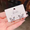 Pendientes de Mariposa Exquisitos de Plata con Aguja de Plata y Circonita con Galvanoplastia de Oro Real para Mujer, Pendientes de Mariposa Simples de Gama Alta, Joyería