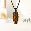 Colgante Prismático Hexagonal de Cuarzo Rosa Blanco Natural para Hombres Mujeres Parejas Colgante de Collar de Piedra Cruda Adorno Joyería Regalo Venta al por Mayor