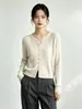 Cárdigan de punto de terciopelo retro Andy engrosado para mujer, cuello redondo, cuello en V de punto trenzado con botones, suéter exterior de nuevo estilo para otoño e invierno