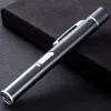 Linterna tipo bolígrafo con interruptor de pulsador de tiburón sonriente, luz amarilla y blanca, doble luz, aleación de aluminio, portátil, grabada, resistente a golpes, resistente al desgaste